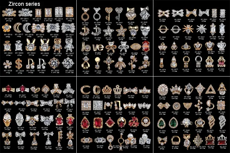 Factory Direct Sale 3d New Nail Alloy Charm Colorful Rhinestone Nail Art 2017