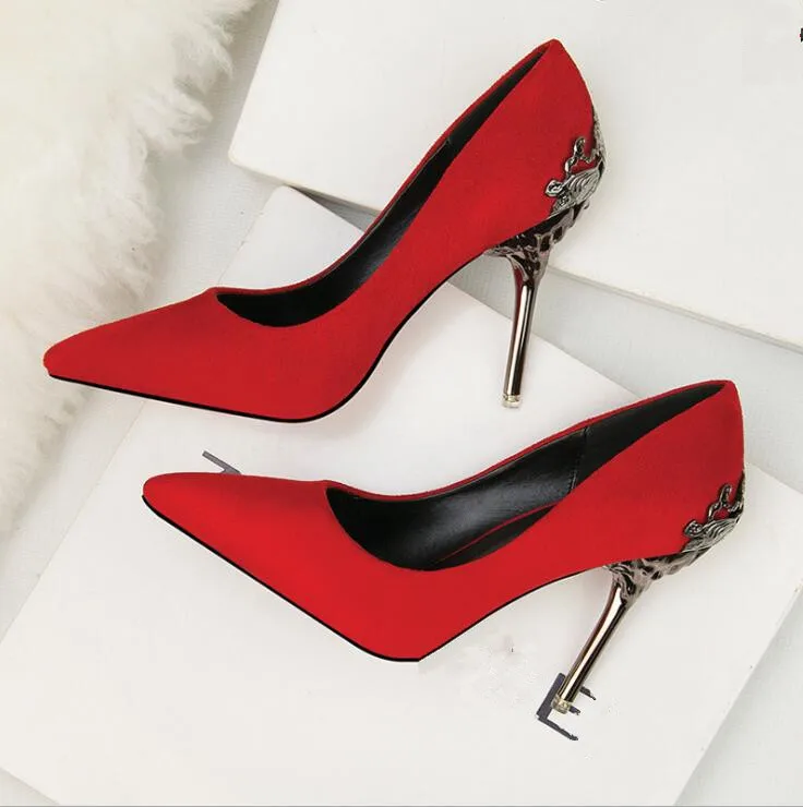 

cy10141a 2017 women wedding party shoes female pumps sexy red color pointed toe high heels casual lady evening dress shoes, Red,green,black,silver