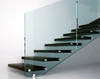 floating stair solid wood treads floating stair Glass balustrades and wood treads floating staircase TS-302