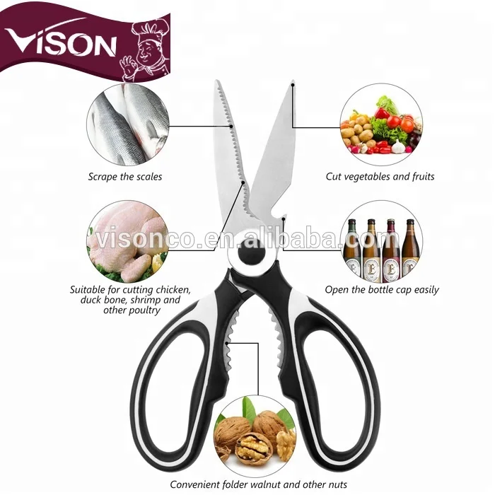 
Factory Stocks Sharp Premium Heavy Duty Kitchen Shears Multi Purpose professional scissor Poultry fish Scales scraping 