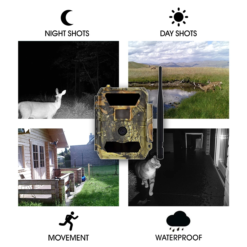 
Latest Hot Selling Most Cost Effective 12MP 1080P 0.4s WIFI 4G 3G GSM MMS EMAIL FTP SMS Hunting Trail Wildlife Outdoor Camera 