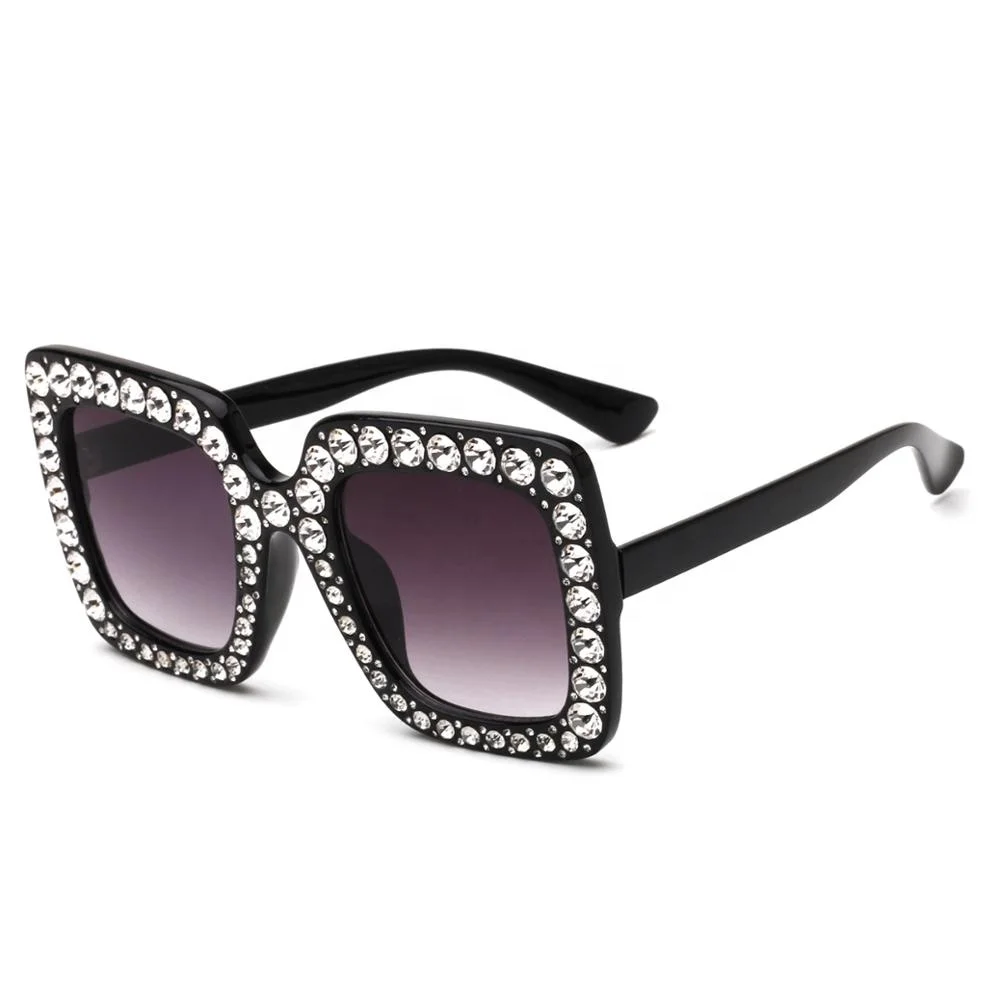 

Shihan S108 Newest stylish women rhinestone square plastic 2019 sunglasses