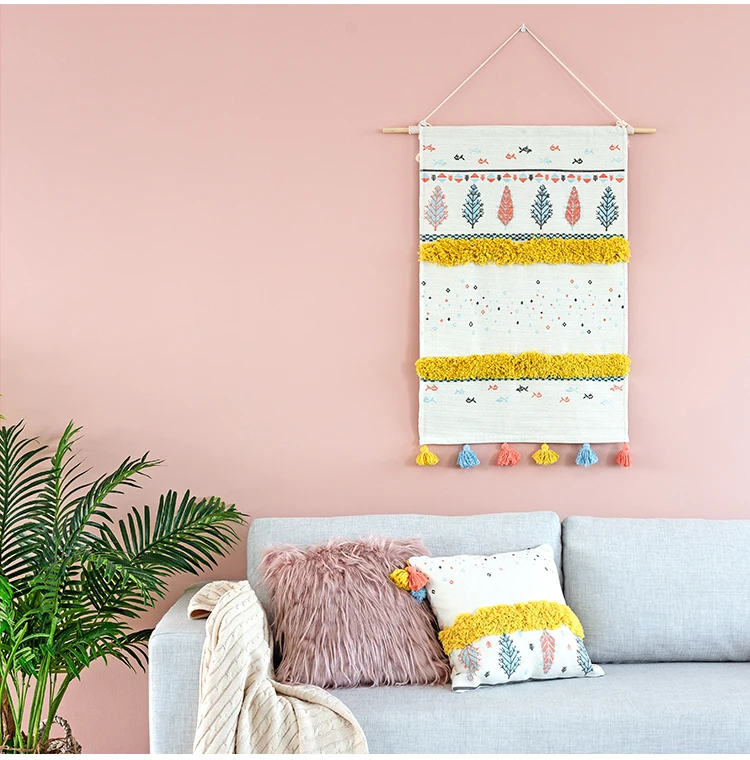 Bohemian Tapestry Wall Hanging Mats Custom Made Tapestry With Tassels