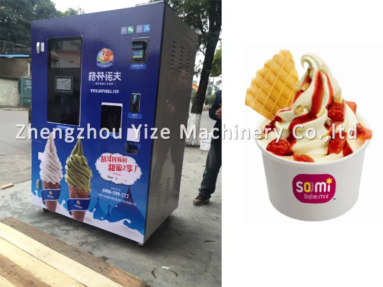 Automatic Soft Ice Cream Vending Robot Self Service Bill Coin Operated Vending Ice Cream Machine 4693