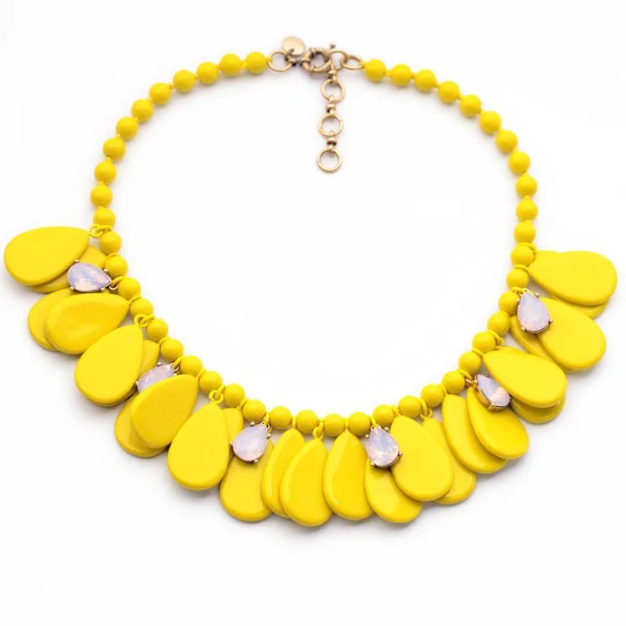 

xl00388 Wholesale Resin Jewelry Ethnic Retro Women Fashion Flower Gem Stone Gold Plated Statement Choker Necklace Set