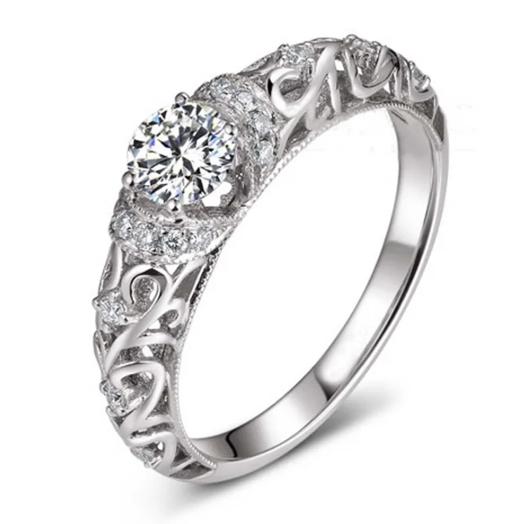 

Fashion Luxury Sample Vintage jewelry Zircon ladies Engagement Silver wedding Rings for Women, White
