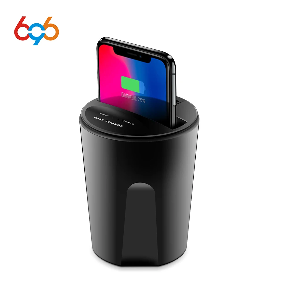 

CN9 Wholesale Stand Round cup Car Holder Wireless Charger, Black