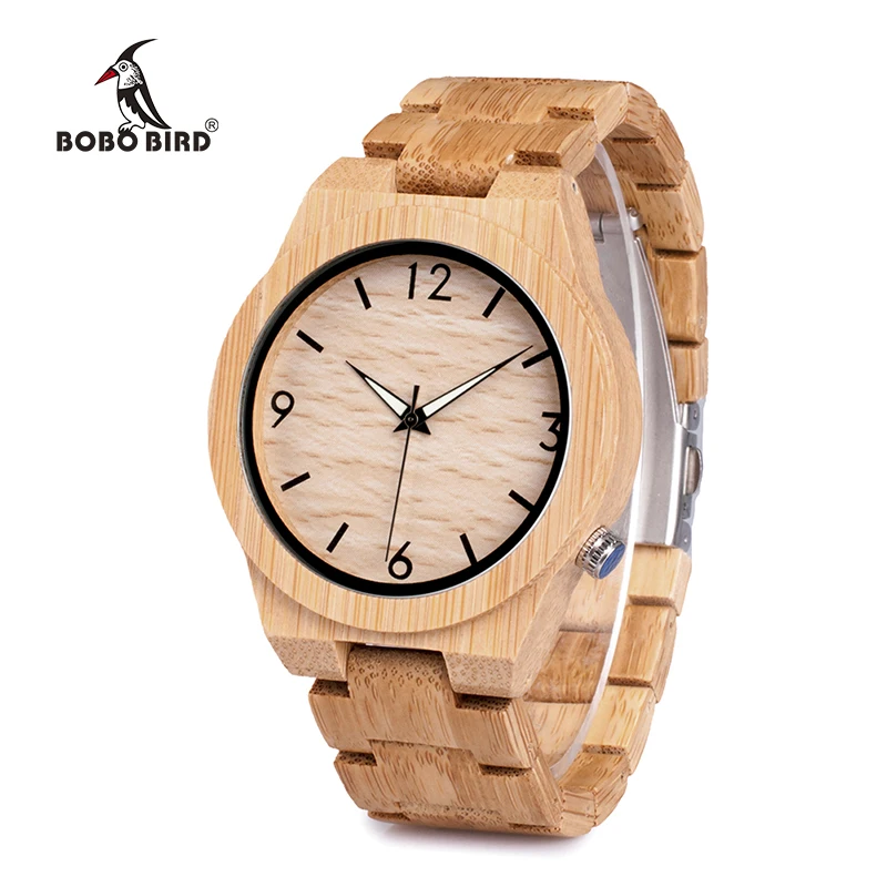 

BOBO BIRD Luminous Hand Natural All Bamboo Wood Watches Top Brand Luxury Men Watch with Japanese Movement