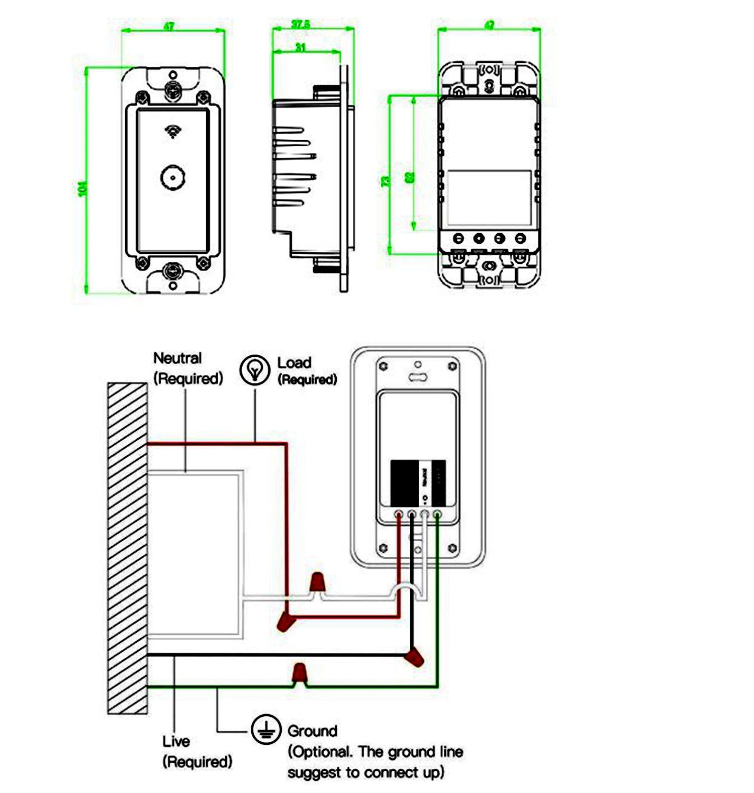 Smart touch light switch схема подключения