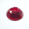 Round shape flat base checkboard cutting red color synthetic ruby loose gemstone