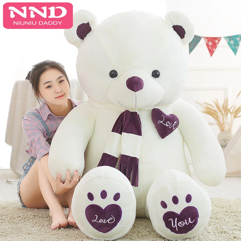 

Free Shipping Big 140CM Plush Animal Toys Human Sized Teddy Bear Without Cotton Ultra-soft Girls Children Gift Niuniu Daddy, Dark brown,white,pink