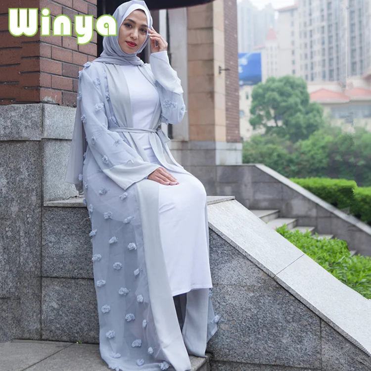 

2019 New Design Middle East Dubai Pakistan Long Sleeved Tanzania Islamic White Headscarf Abaya Dress