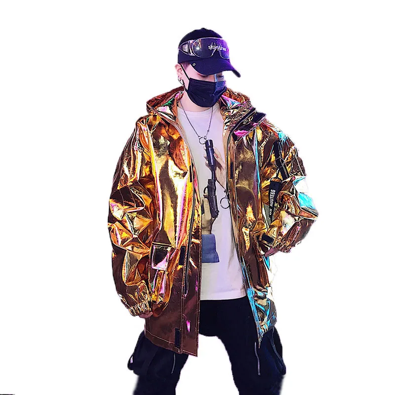 

New Cool candy color wide shoNew Cool culder gold Laser Jacket Stage show ds costumes nightclub bar singer DJ dancer performance