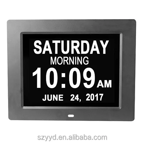 

2017 day date calendar clock 8 LED digital calendar day clock for dementia elderly seniors, Black or white