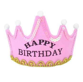 Boy Girl Yellow Pink First Birthday Hat Lovely King Princess