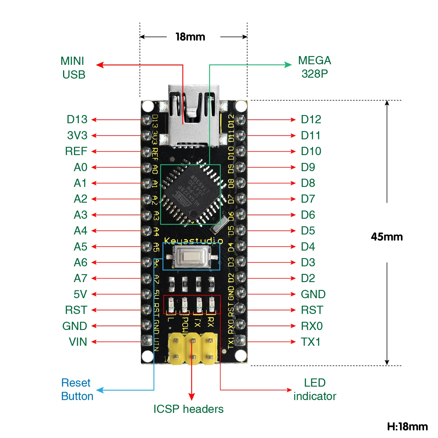 Схема arduino nano v3 atmega328p