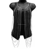 Silvertone with Clear Iced Out Vest Style with Stones Body Chain