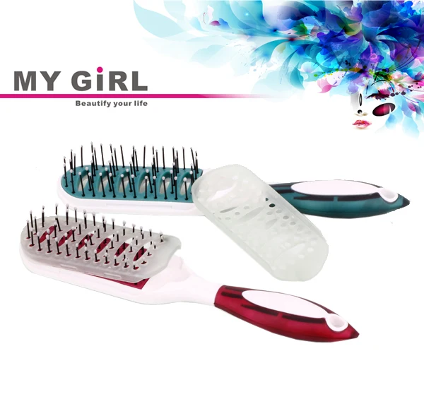 Soft Bristle Silicon Hair Brush Easygrip Handle Vent Detangle Brush