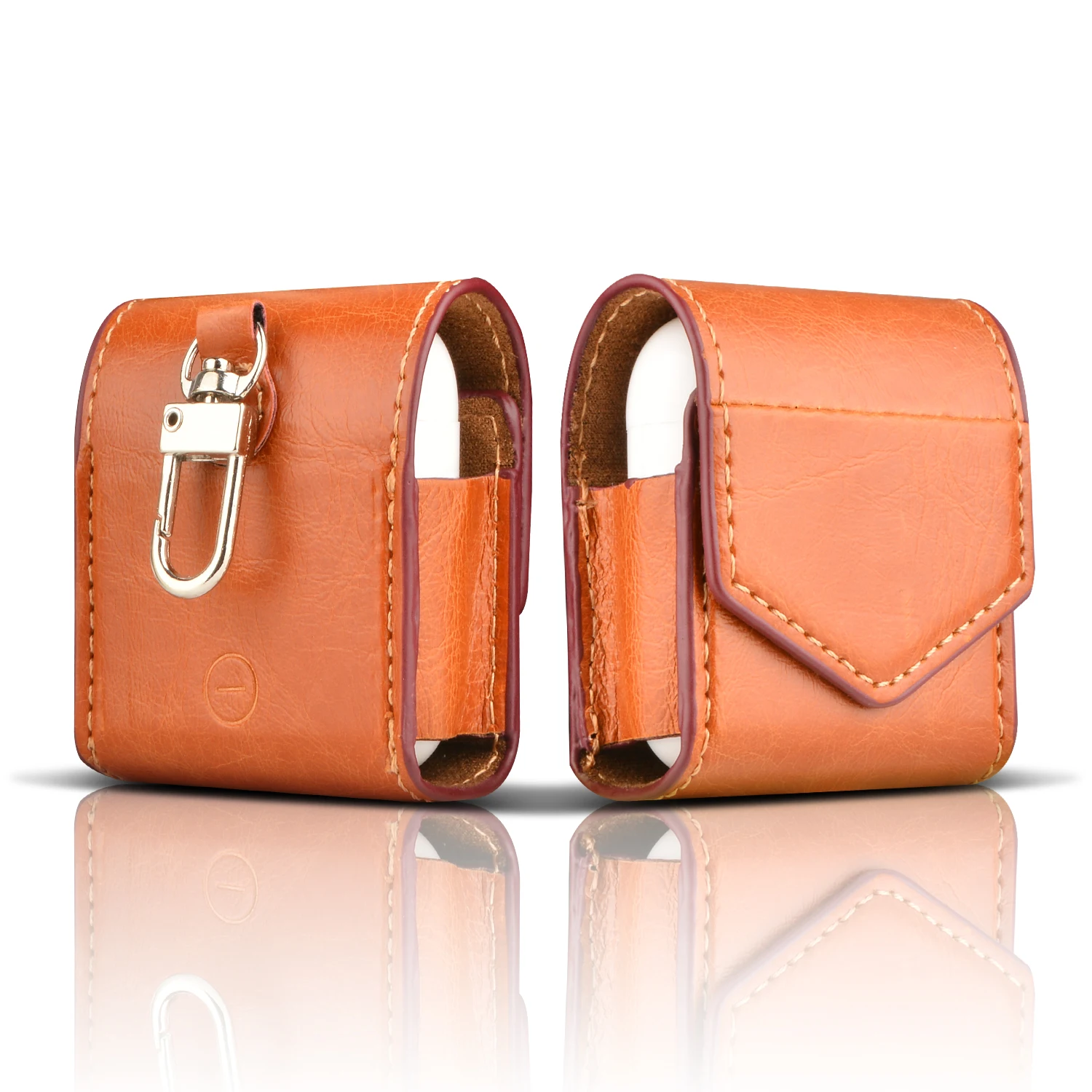 

Wireless Charging Earphone Keychain Genuine Leather Case For Airpods 1 2 3 Protective Case Cover For Airpod Pro