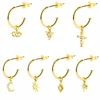 2019 Minimalist jewelry dainty charm huggies 925 silver 18k gold dangle hoop earrings
