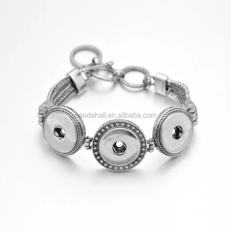 

Vintage 6mm Shank Snap Buttons Jewelry Alloy Snap Bracelet Makings, Antique silver