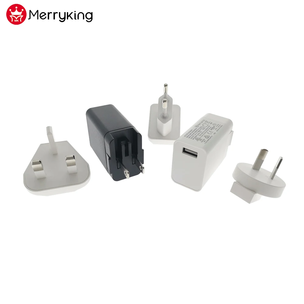 Interchangeable Plug Singal Dual Usb Port Wall Charger 5v 2a 2.4a 2.5a Switching Power Supply