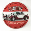 Wall Decoration Glass Clock, London Gas Station Car Design Wall Clock