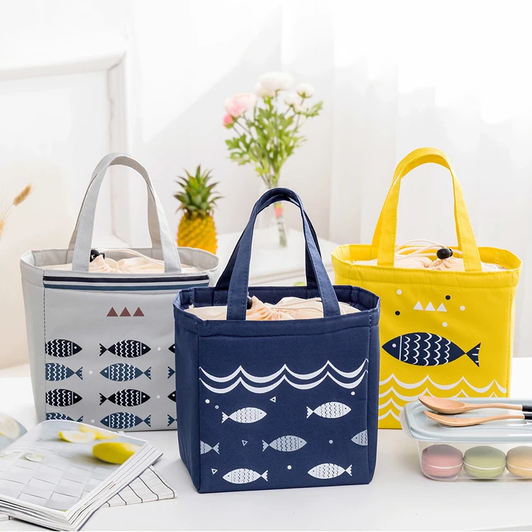 

Stock wholesale stylish printing insulated cooler lunch bag waterproof lunch bag for office and school, 4 colors for choose