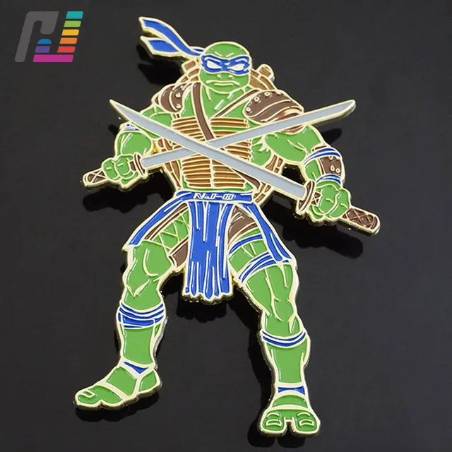 custom cartoon ninja turtle shape badge soft enamel pin