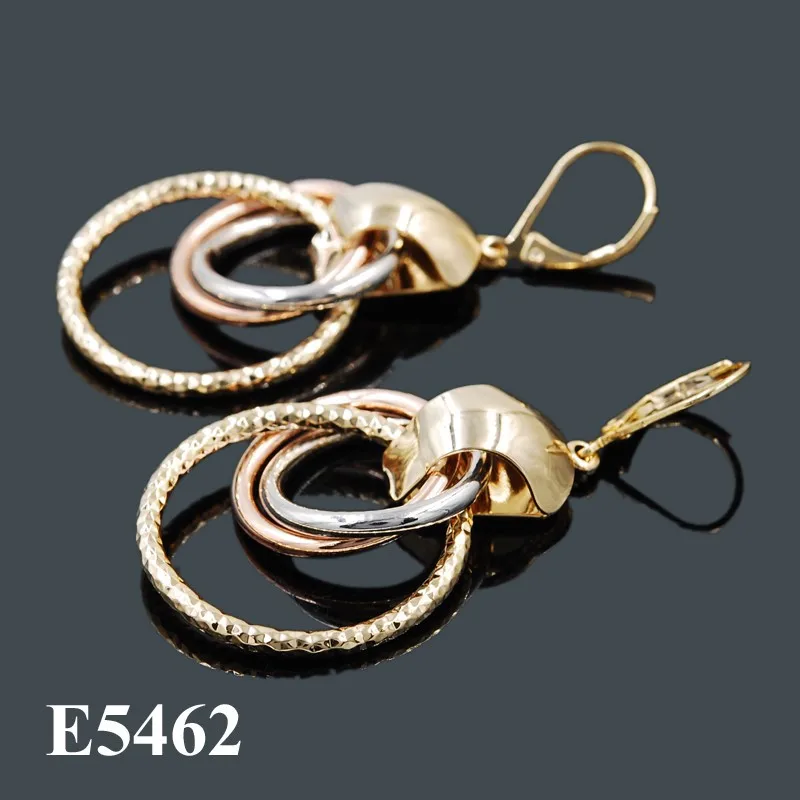 

Wholesale Indian Jewelry Joyeria Gold Earrings Hook Tri Tones Fashion Earring, Champagne,rose gold,rhodium