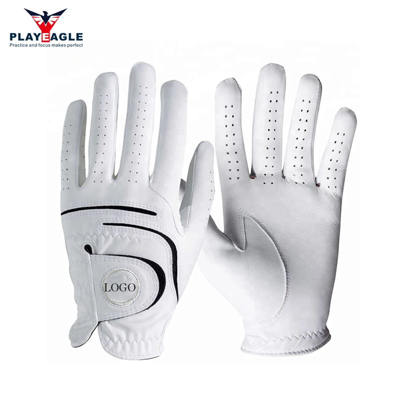 Custom Logo Absorbent Skid-Proof Sport Gloves Gym Breathable Golf Gloves Left Or Right Hand Full Cabretta Leather Golf Gloves