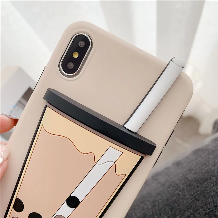 3D Cute Pearl Milk Tea Silicone Phone Case For iPhone 11 Pro MAX