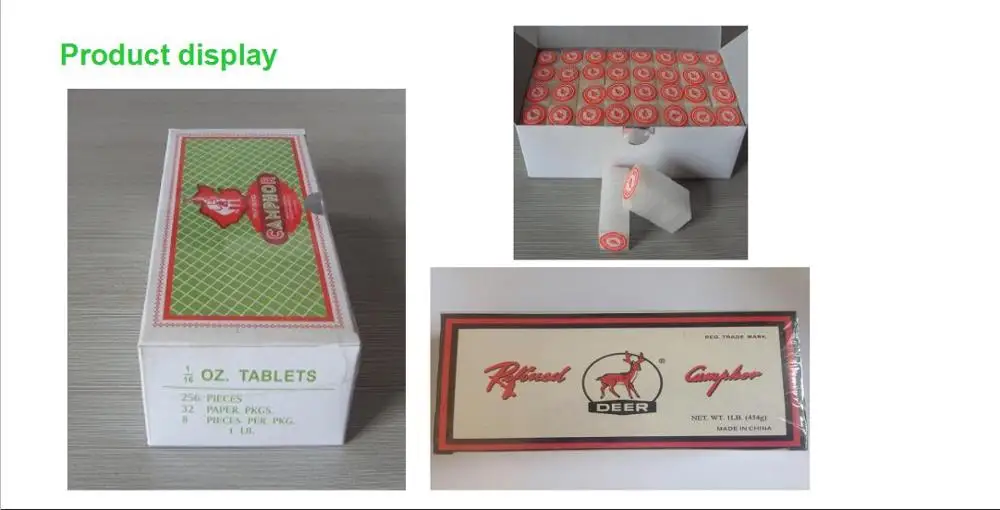 1/4OZ refined nature camphor tablet in red deer brand camphor flake