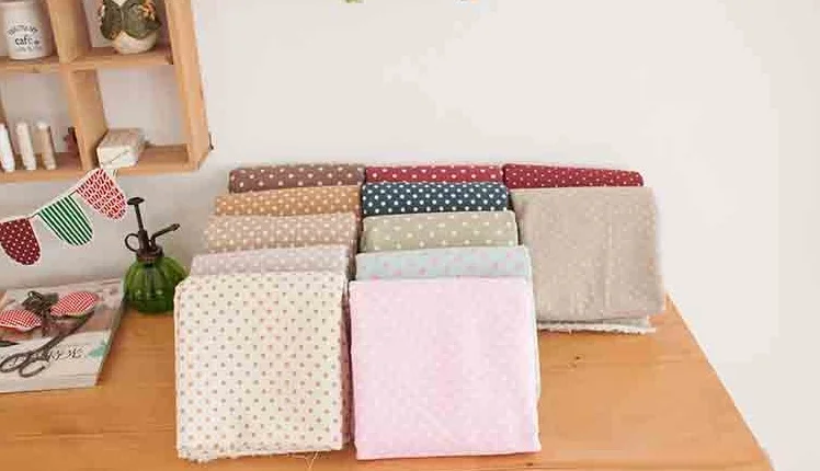 Printing 6 MM Dots Plain Summer Home 100% linen table linen fabric