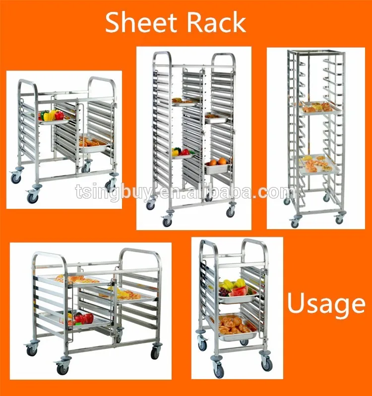 Commercial stainless steel bread baking pan trolley