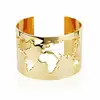 High polished stainless steel 18k rose gold world map bracelet and ring