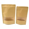 Wholesale Biodegradable Natural Kraft Paper Stand up Pouch with Window / Stand up Kraft Paper Pouches