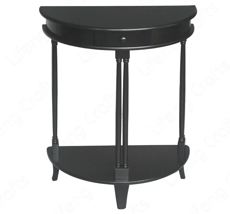 Antique Design Wood Curved Half Moon Sheesham Acacia Foyer Classic Wall