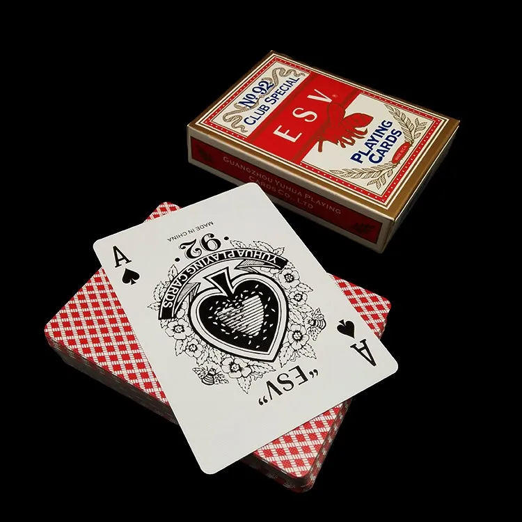 

Customised jumbo index ESV brand quality Germany 310gsm black core paper poker playing cards wholesale