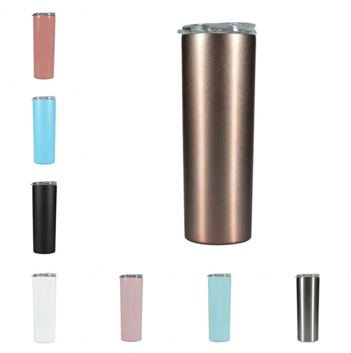 

Personalized Stainless Steel 20 oz Insulated Skinny Tumblers with Lid, Customized colors acceptable