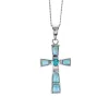 Solid 925 Sterling Silver Cross Larimar Pendant Necklace Larimar Jewelry Designers