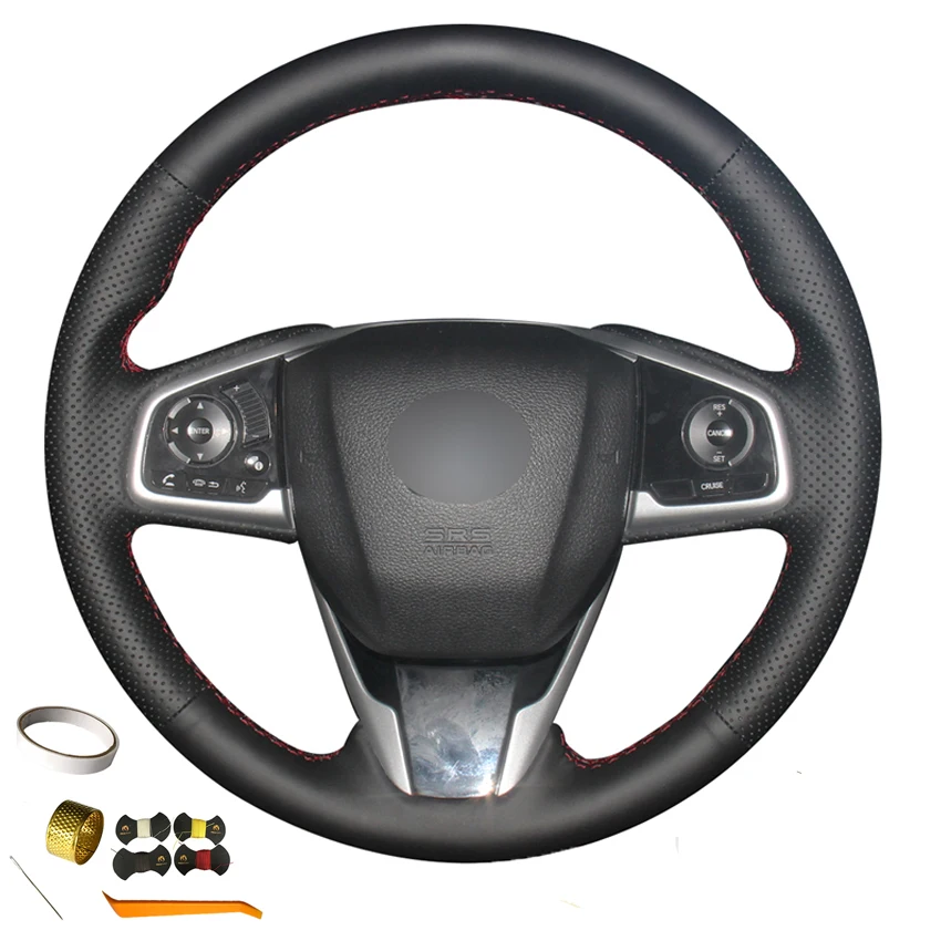 

Hand Sewing Black Artificial Leather Steering Wheel Cover for Honda FK7 Civic 10 10th gen CRV CR-V Clarity 2016 2017 2018 2019