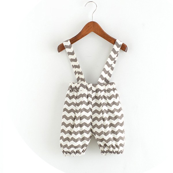 

Wholesale summer baby girls boys wave print cotton suspender pants