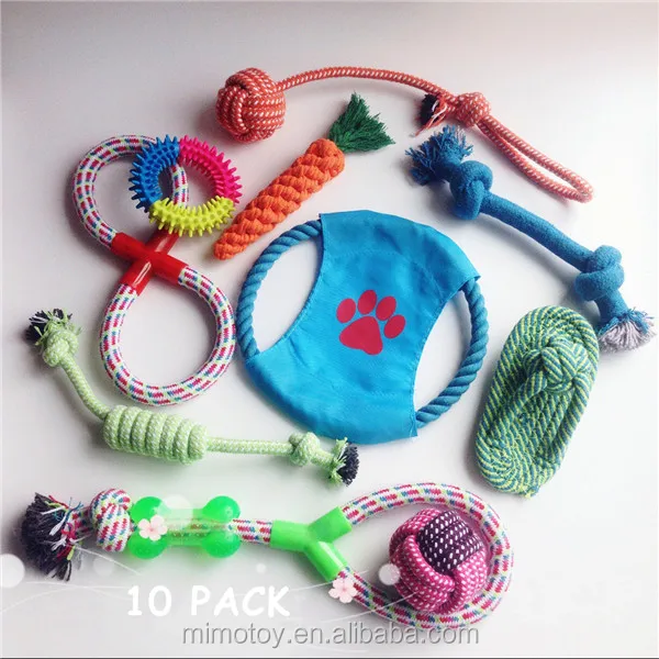 18 Pack Interactive Dog Chew Toy Rope Gift Set Fashion Brand Logo Cheap Squeaky Bite Teething