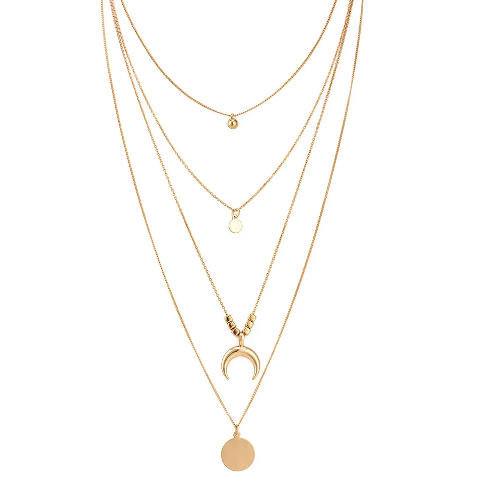 

Fashion Bohemian Multilayer Gold Pendant Necklace For Women Wholesale NS180883, Picture