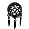 Black Plated Stainless Steel Dangle Feather Ear Tunnel Plugs