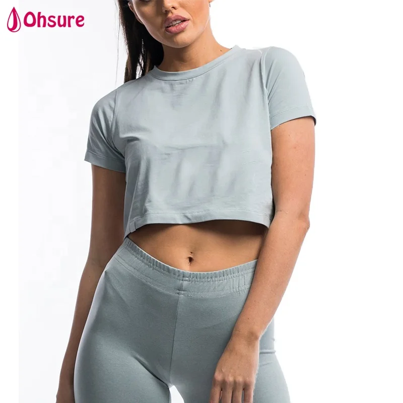 

Factory custom wholesale Women Apparel Plain Crop Top Tee Cropped T-Shirt Cotton Breathable Women T shirt