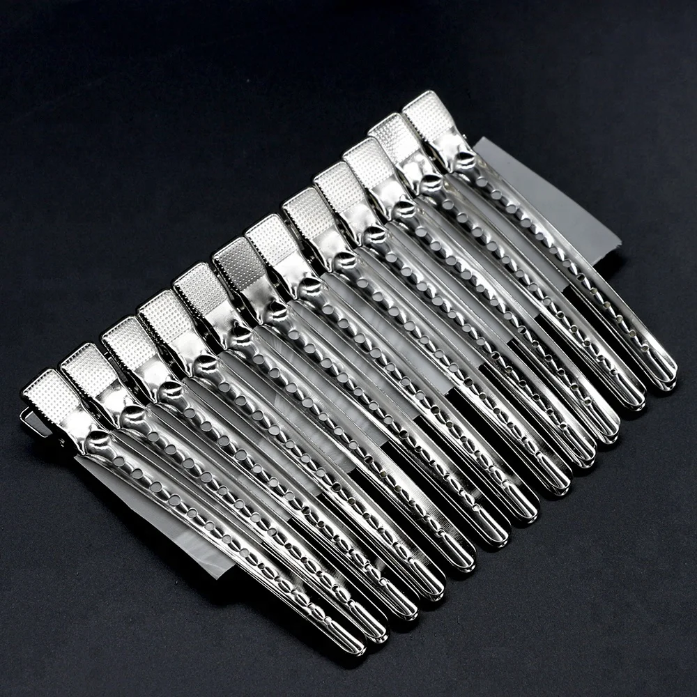 

12 Pcs/Pack Barber Styling Sectioning Hair Salon Alligator Metal Hair Clips Stainless Steel Long Hair Clip