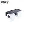 Toilet Paper Holder with Storage Shelf, SUS304 Bathroom Paper Tissue Holder with Mobile Phone Rack, Polished black