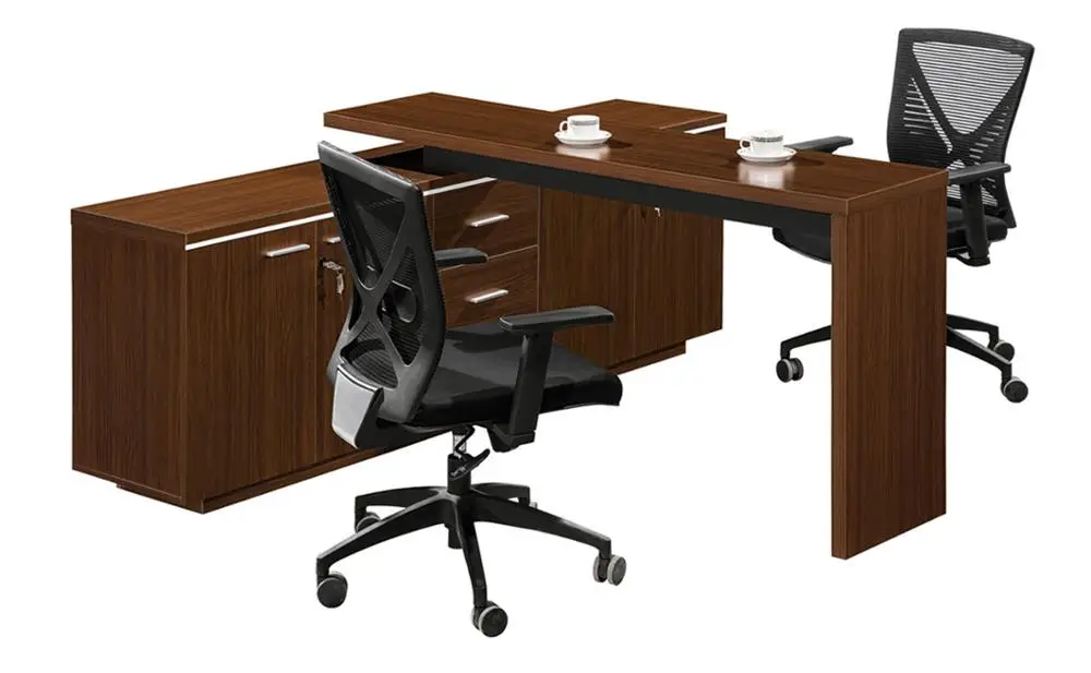 Unique Design Wooden Office Desks With Swing Door Lockable Storage